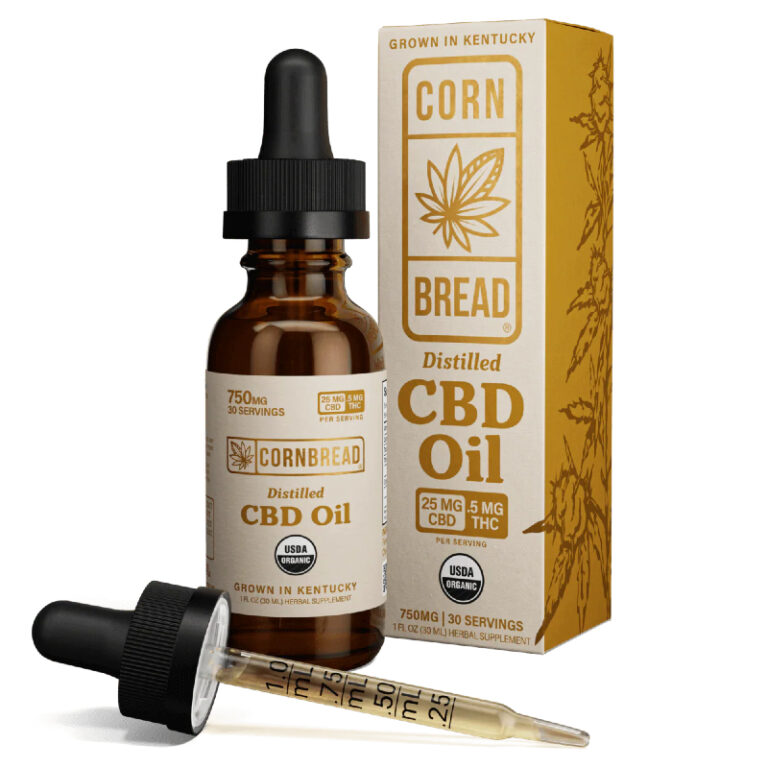 Bottle of Cornbread Hemp's Distilled organic oil drops