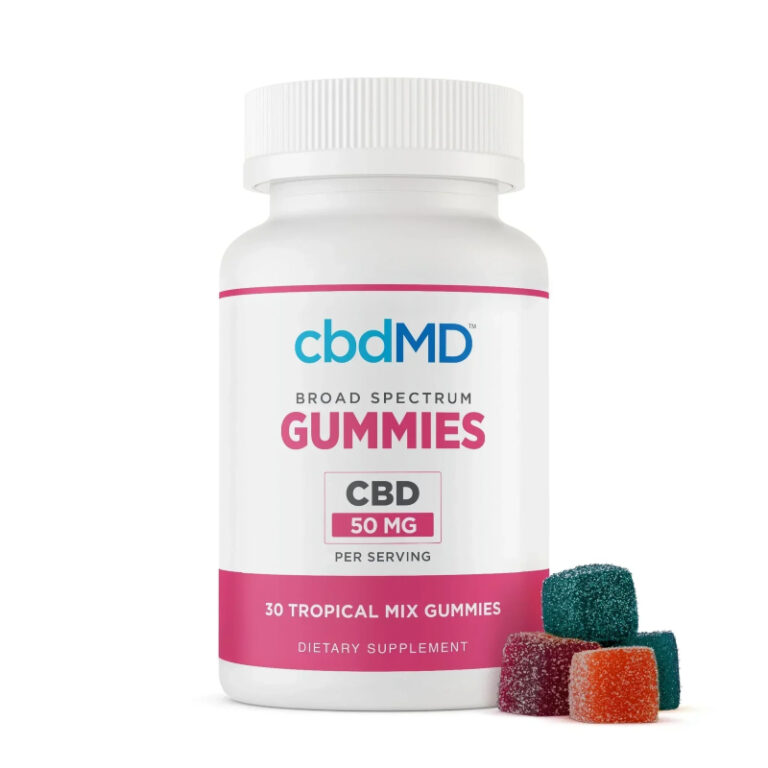 Bottle of cbdMD's broad-spectrum CBD Gummies